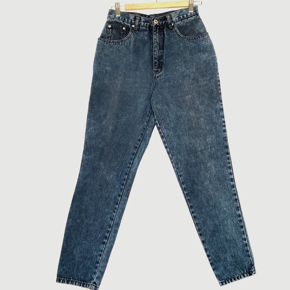 Vintage L.A. Blues Jeans High Rise 100% Cotton Black/Blue Wash Mom Relaxed Sz 10 - Picture 1 of 10